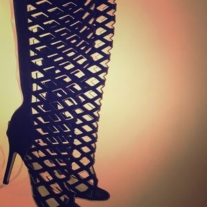 Thigh High Cage Boots